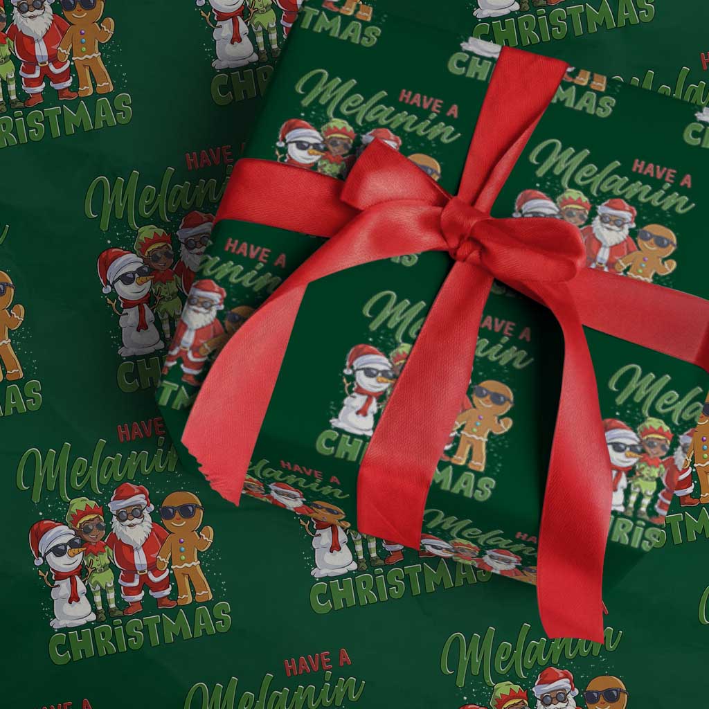 Have A Melanin Christmas Wrapping Paper Roll Black Family African American Xmas Gift TS12 Green Print Your Wear
