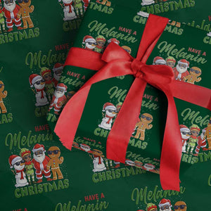 Have A Melanin Christmas Wrapping Paper Roll Black Family African American Xmas Gift TS12 Green Print Your Wear