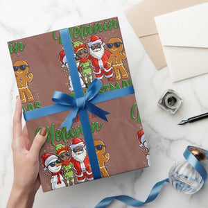 Have A Melanin Christmas Wrapping Paper Roll Black Family African American Xmas Gift TS12 Mocha Print Your Wear