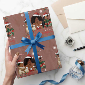 Have A Melanin Christmas Wrapping Paper Roll Black Girl Xmas Gift TS12 Mocha Print Your Wear