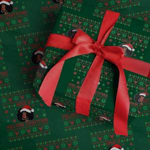 Have A Melanin Christmas Wrapping Paper Roll Cute Black Santa Girl Ugly Xmas TS12 Green Print Your Wear