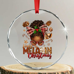 Have A Melanin Xmas African American Girl Xmas Crystal Glass Ornament TS11 Transparent Glass 3'' Circle Print Your Wear