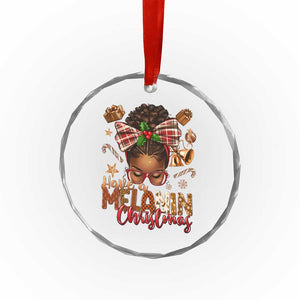 Have A Melanin Xmas African American Girl Xmas Crystal Glass Ornament TS11 Print Your Wear