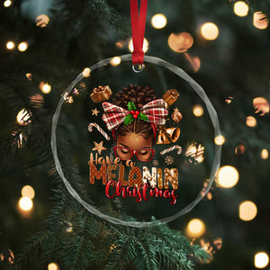Have A Melanin Xmas African American Girl Xmas Crystal Glass Ornament TS11 Print Your Wear