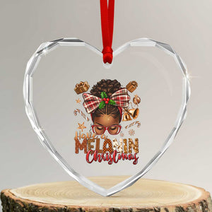 Have A Melanin Xmas African American Girl Xmas Heart Crystal Glass Ornament TS11 Transparent Glass 3'' Heart Print Your Wear