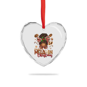 Have A Melanin Xmas African American Girl Xmas Heart Crystal Glass Ornament TS11 Print Your Wear