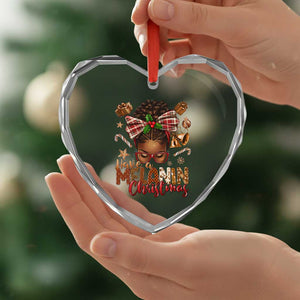 Have A Melanin Xmas African American Girl Xmas Heart Crystal Glass Ornament TS11 Print Your Wear