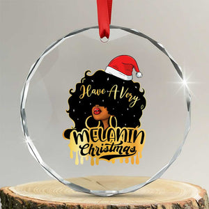 Have A Melanin Xmas African American Santa Girl Xmas Crystal Glass Ornament TS11 Transparent Glass 3'' Circle Print Your Wear