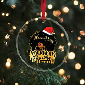 Have A Melanin Xmas African American Santa Girl Xmas Crystal Glass Ornament TS11 Print Your Wear