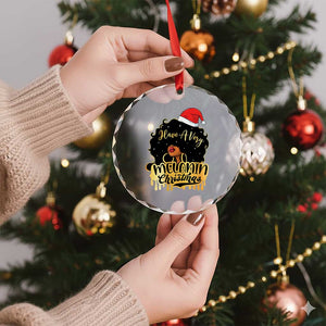 Have A Melanin Xmas African American Santa Girl Xmas Crystal Glass Ornament TS11 Print Your Wear