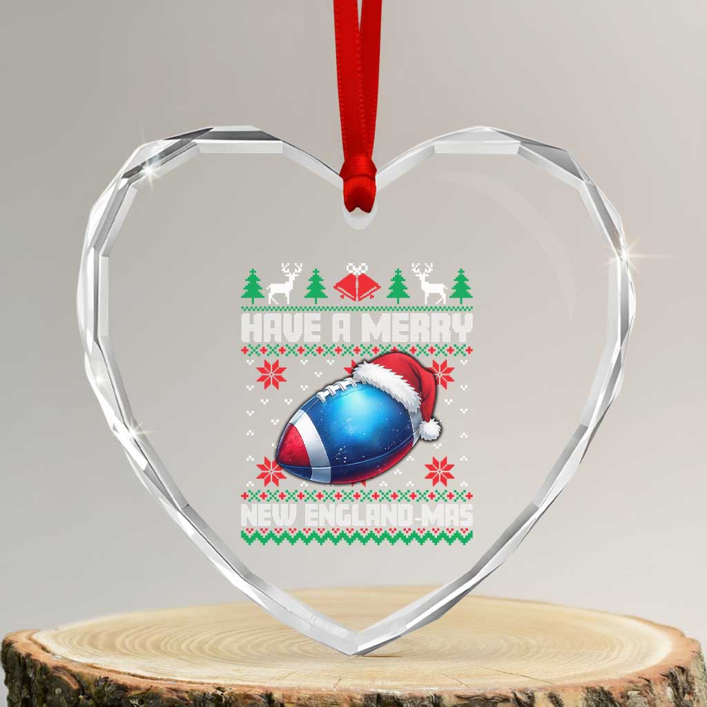 Have A Merry NE Mas Heart Crystal Glass Ornament Funny Football Fan Ugly Christmas Gift TS12 Transparent Glass 3'' Heart Print Your Wear