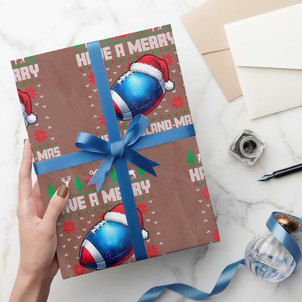Have A Merry NE Mas Wrapping Paper Roll Funny Football Fan Ugly Christmas Gift TS12 Mocha Print Your Wear