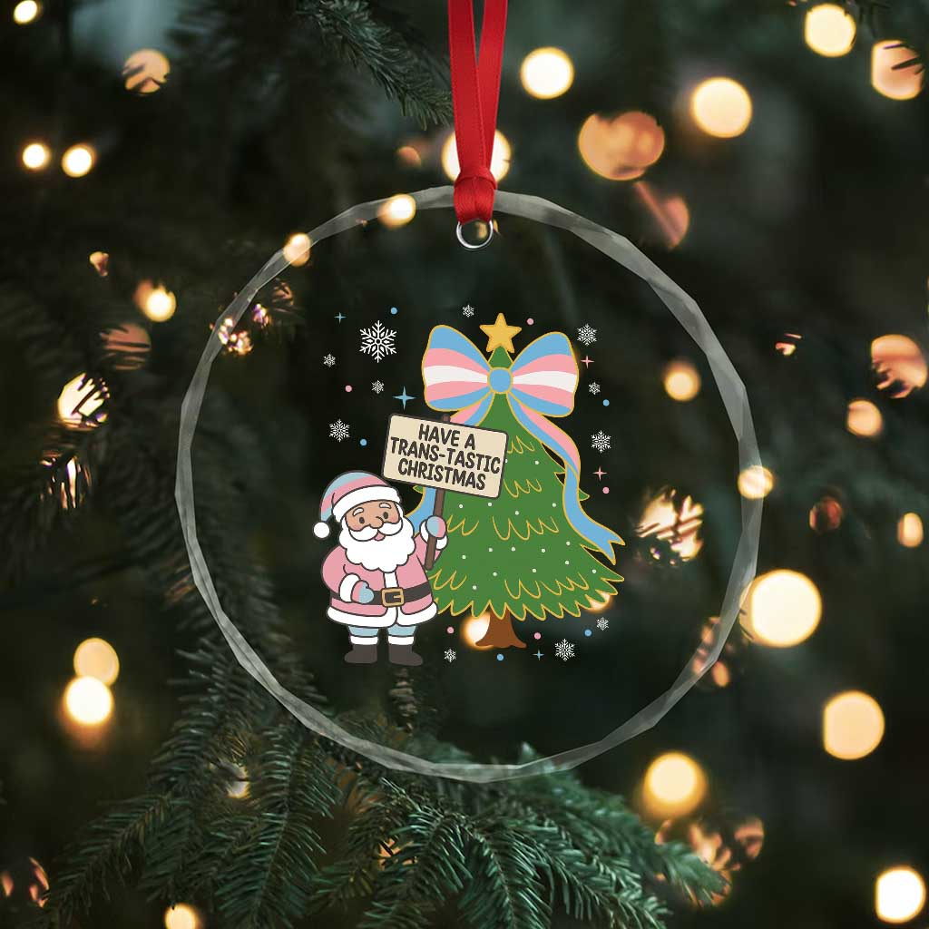 Have A Trans Tastic Christmas Crystal Glass Ornament Transgender Pride TS12 Print Your Wear