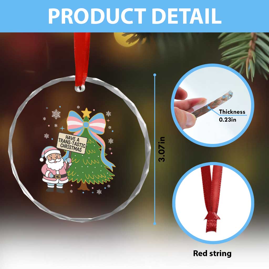 Have A Trans Tastic Christmas Crystal Glass Ornament Transgender Pride TS12 Print Your Wear