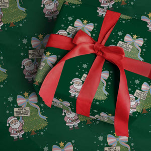 Have A Trans Tastic Christmas Wrapping Paper Roll Transgender Pride TS12 Green Print Your Wear