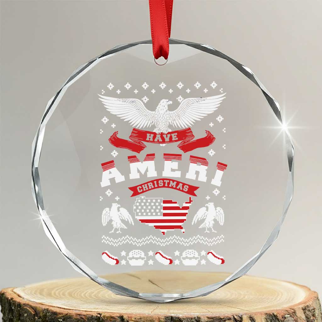 Have Ameri-Xmas USA Patriotic Eagle Xmas Crystal Glass Ornament TS09 Transparent Glass 3'' Circle Print Your Wear