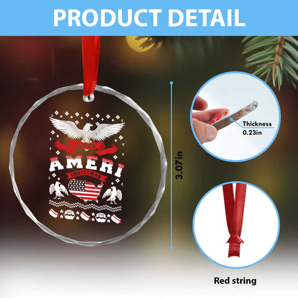 Have Ameri-Xmas USA Patriotic Eagle Xmas Crystal Glass Ornament TS09 Print Your Wear
