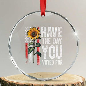 Have The Day You Voted For Crystal Glass Ornament Vintage American Flag Sunflower TS11 Transparent Glass 3'' Circle Print Your Wear