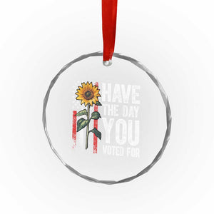 Have The Day You Voted For Crystal Glass Ornament Vintage American Flag Sunflower - Print Your Wear