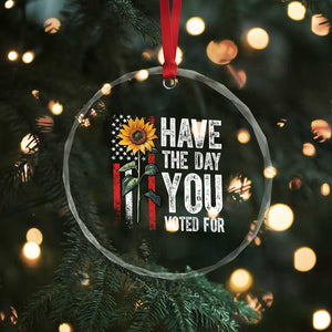Have The Day You Voted For Crystal Glass Ornament Vintage American Flag Sunflower TS11 Print Your Wear