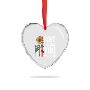 Have The Day You Voted For Heart Crystal Glass Ornament Vintage American Flag Sunflower - Print Your Wear