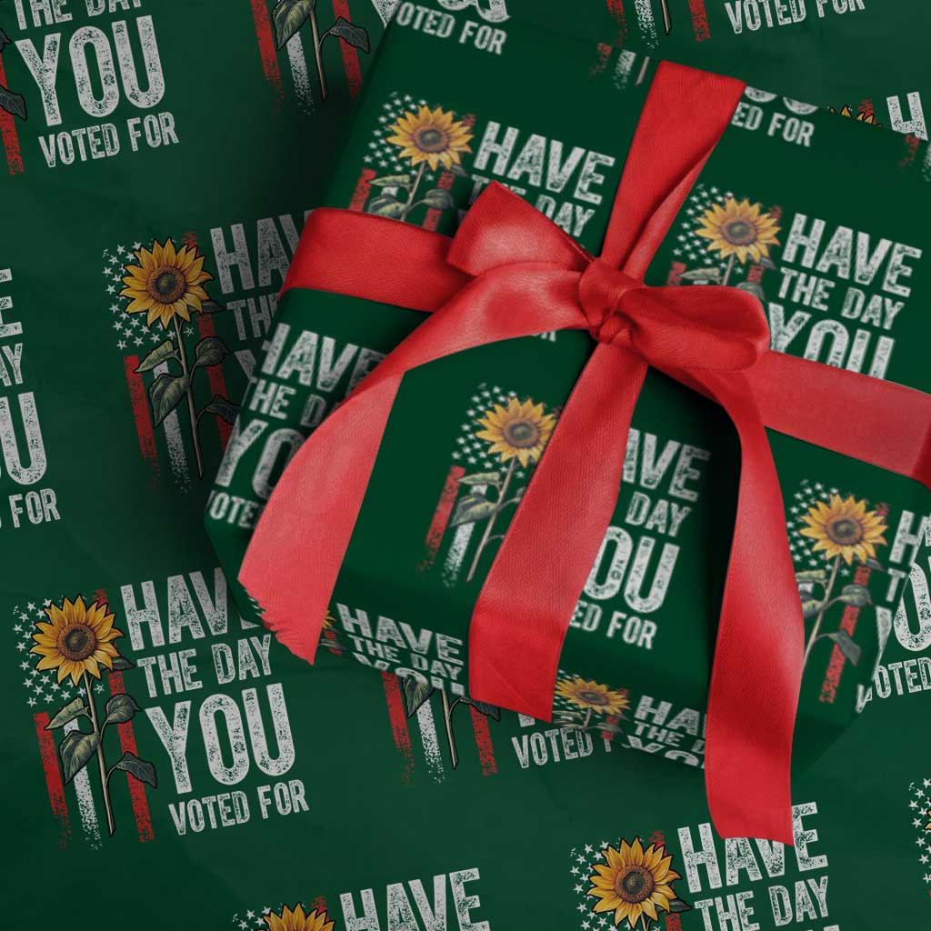 Have The Day You Voted For Wrapping Paper Roll Vintage American Flag Sunflower - Print Your Wear