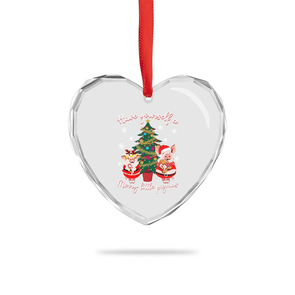 Have Yourself A Merry Little Pigmas Heart Crystal Glass Ornament Christmas Pig Lover Farm Life TS12 Print Your Wear