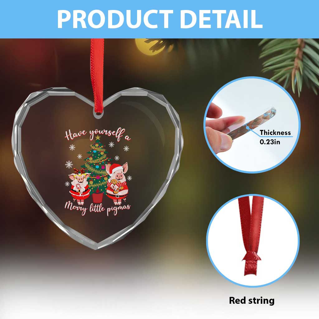 Have Yourself A Merry Little Pigmas Heart Crystal Glass Ornament Christmas Pig Lover Farm Life TS12 Print Your Wear