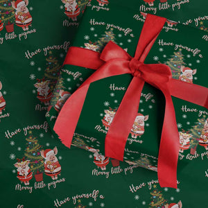 Have Yourself A Merry Little Pigmas Wrapping Paper Roll Christmas Pig Lover Farm Life TS12 Green Print Your Wear