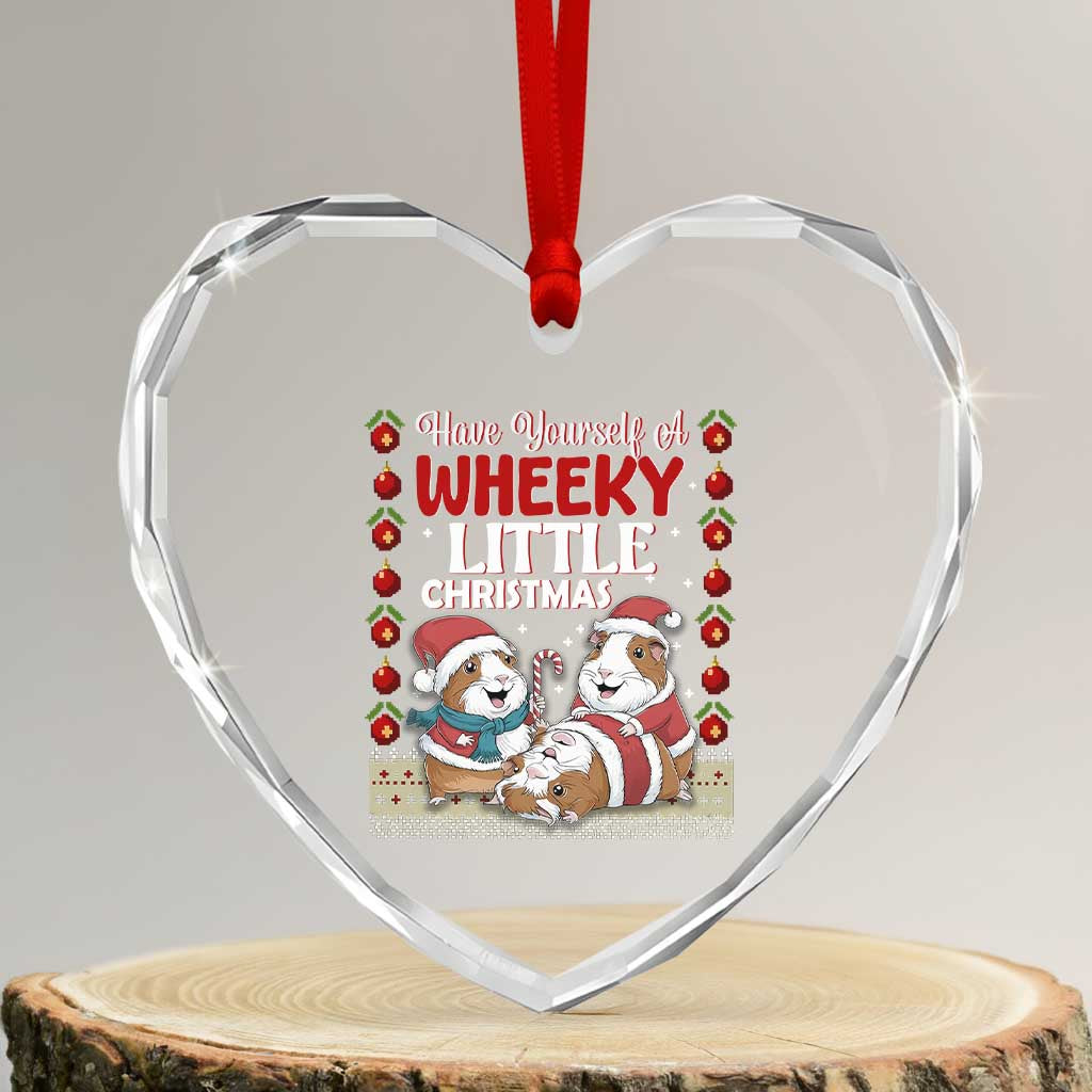 Have Yourself A Wheeky Little Christmas Heart Crystal Glass Ornament Funny Guinea Pig Lover TS12 Transparent Glass 3'' Heart Print Your Wear