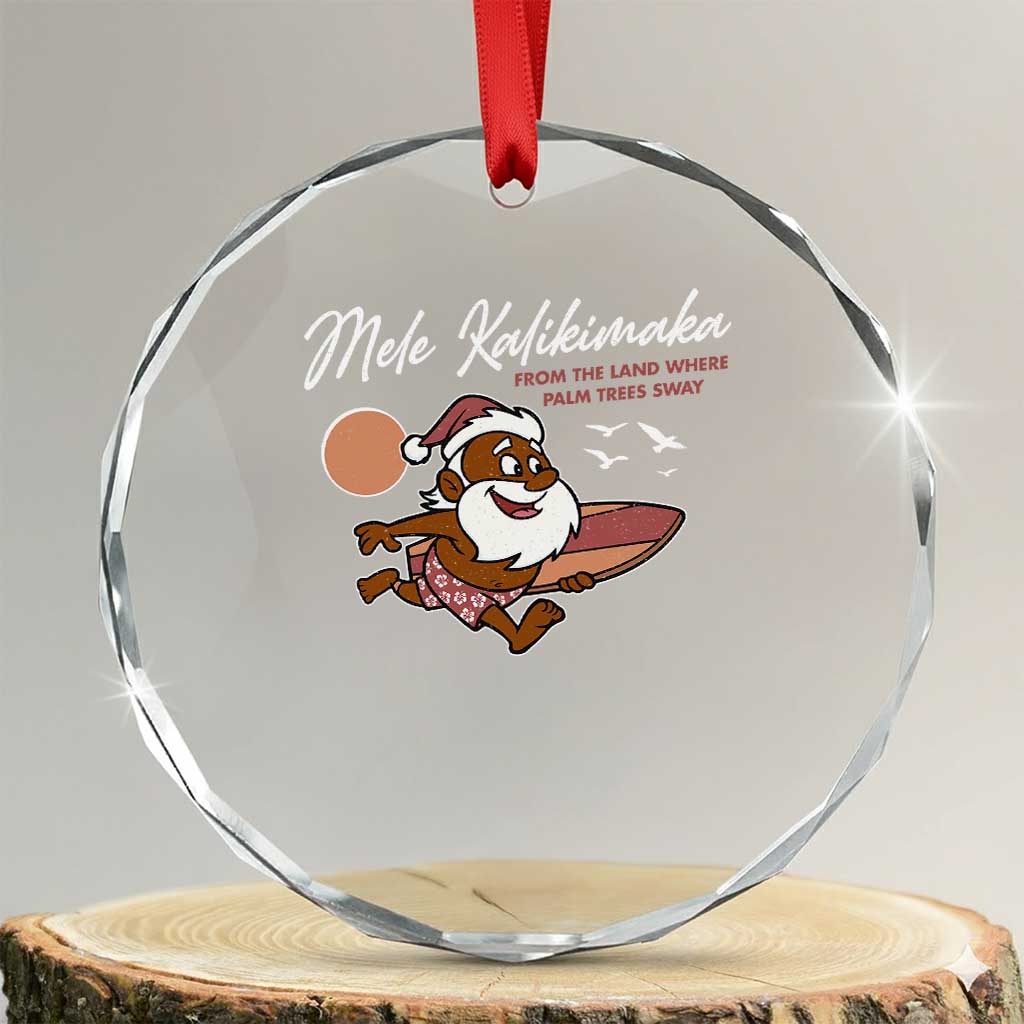 Hawaii Crystal Glass Ornament Beach Holiday Xmas Palm Tree Slay Santa TS10 Transparent Glass 3'' Circle Print Your Wear