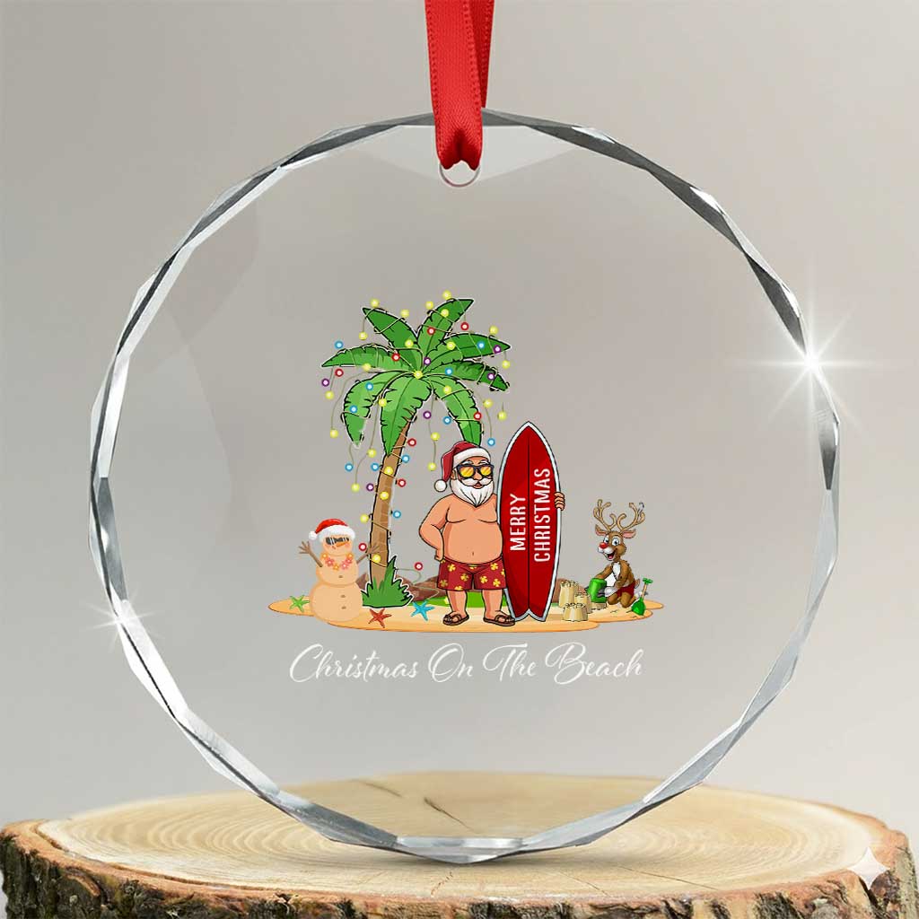 Hawaii Crystal Glass Ornament Christmas On The Beach Holiday Xmas Palm Tree TS10 Transparent Glass 3'' Circle Print Your Wear