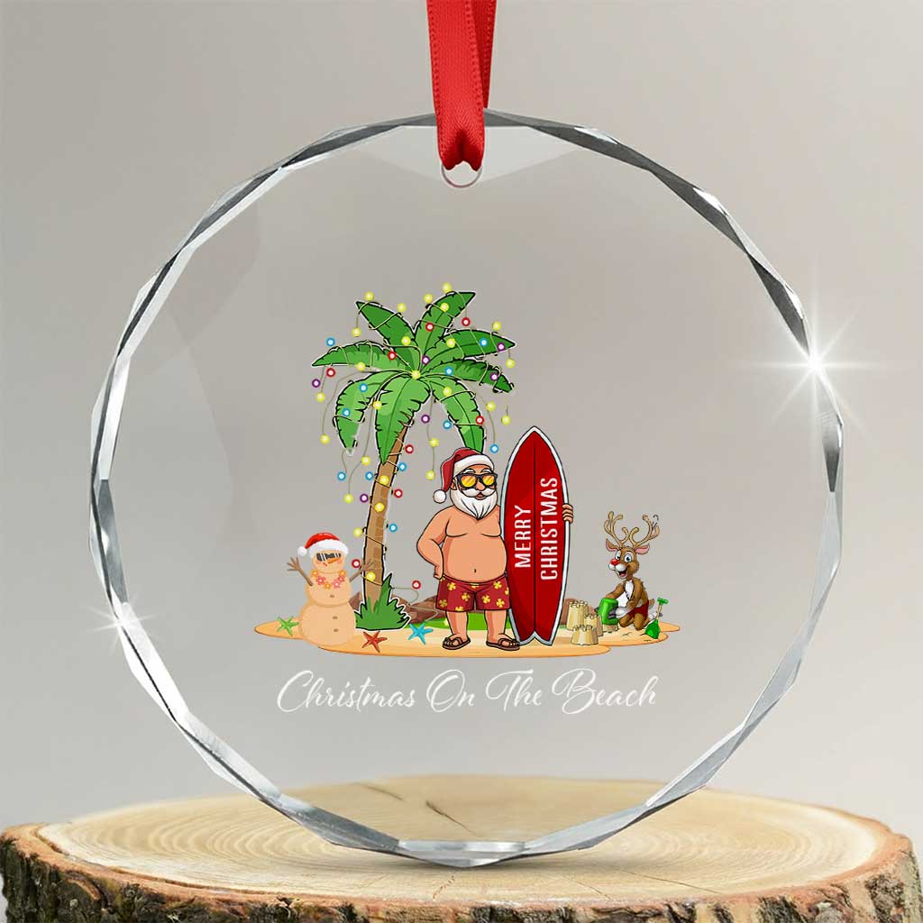 Hawaii Crystal Glass Ornament Christmas On The Beach Holiday Xmas Palm Tree TS10 Transparent Glass 3'' Circle Print Your Wear