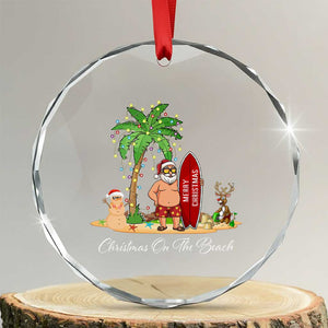 Hawaii Crystal Glass Ornament Christmas On The Beach Holiday Xmas Palm Tree TS10 Transparent Glass 3'' Circle Print Your Wear