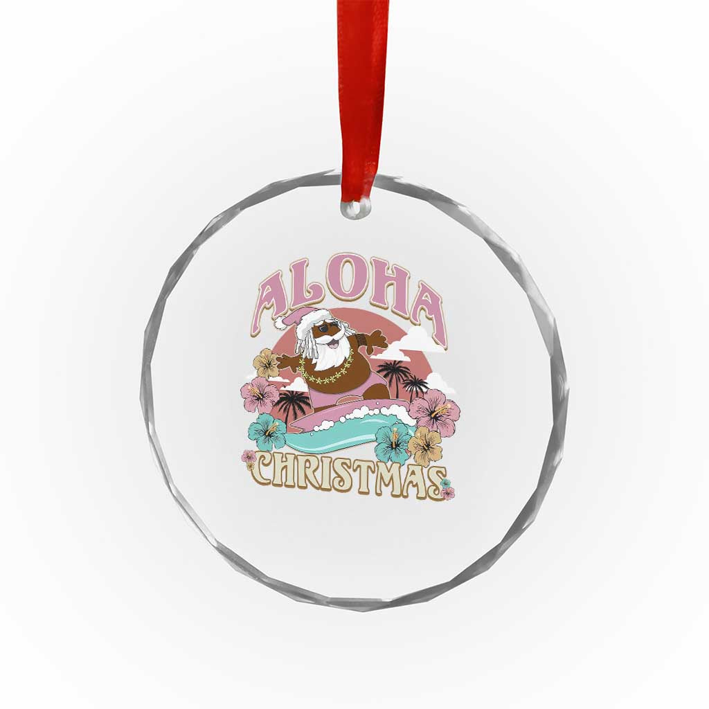 Hawaii Crystal Glass Ornament Retro African American Surfing Santa With Tattoos Aloha Christmas TS10 Print Your Wear