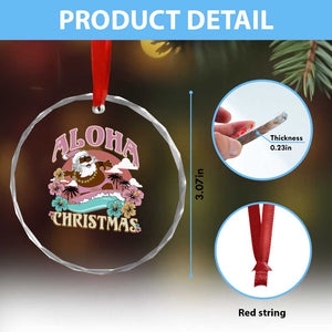 Hawaii Crystal Glass Ornament Retro African American Surfing Santa With Tattoos Aloha Christmas TS10 Print Your Wear