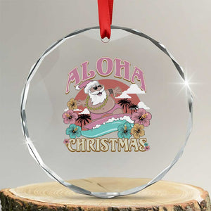 Hawaii Crystal Glass Ornament Surfing Santa With Tattoos Aloha Christmas TS10 Transparent Glass 3'' Circle Print Your Wear