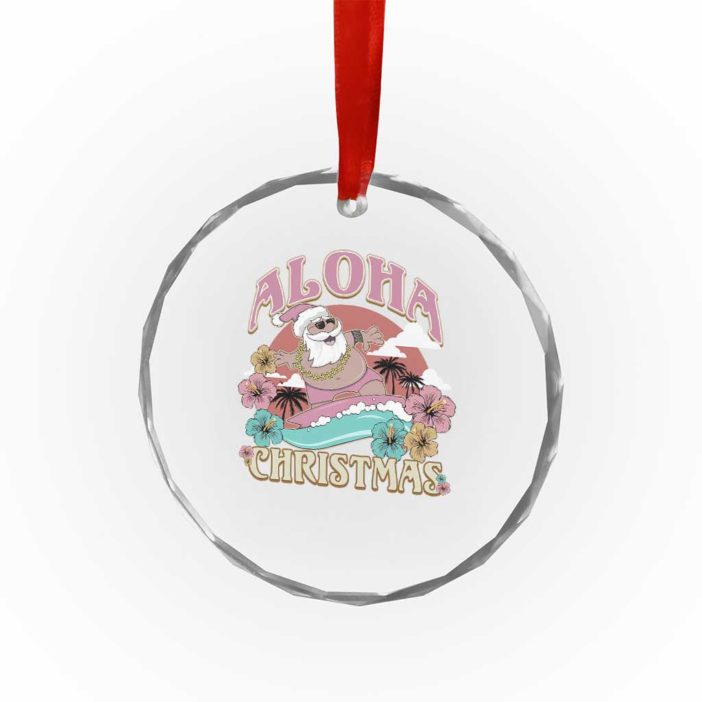 Hawaii Crystal Glass Ornament Surfing Santa With Tattoos Aloha Christmas TS10 Print Your Wear
