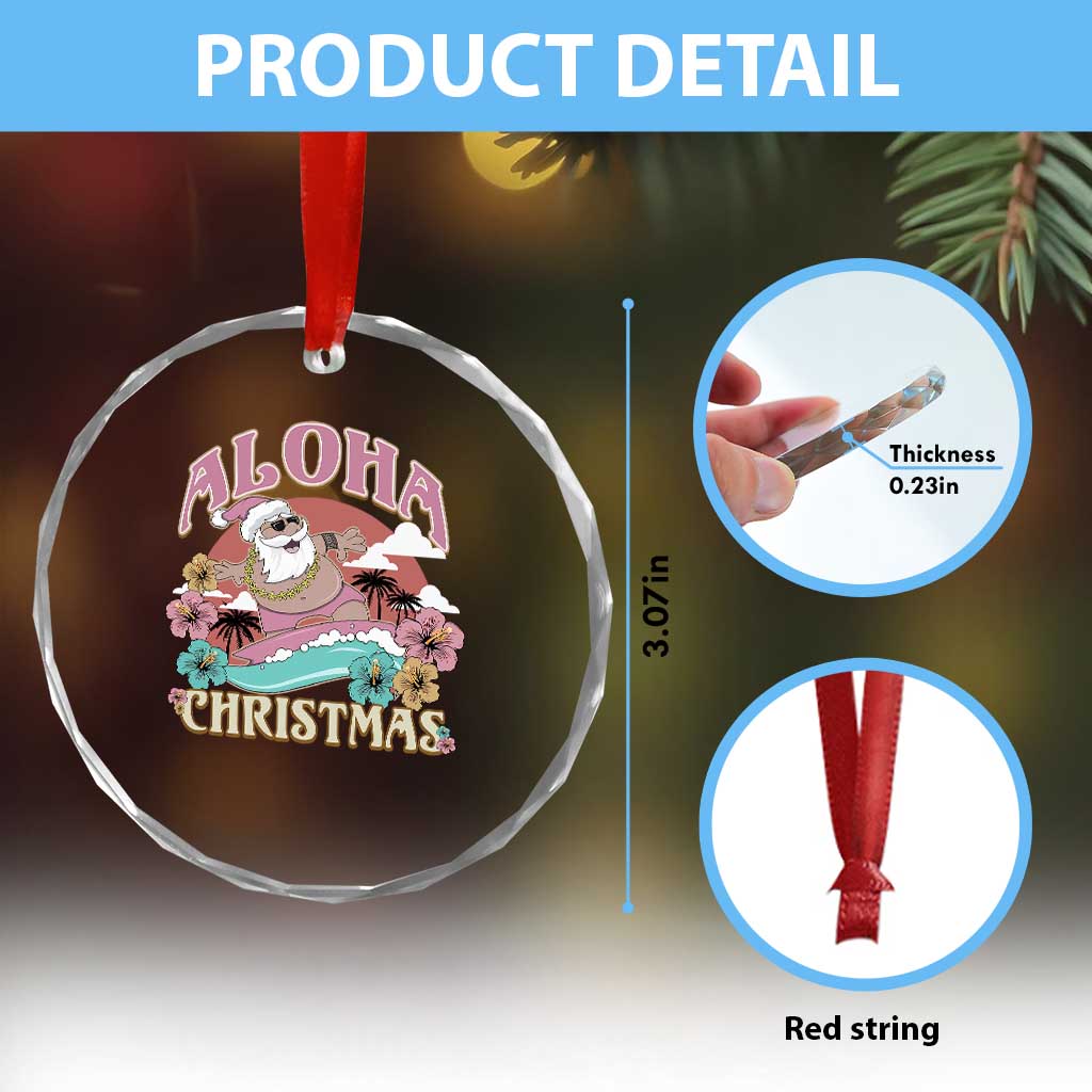 Hawaii Crystal Glass Ornament Surfing Santa With Tattoos Aloha Christmas TS10 Print Your Wear