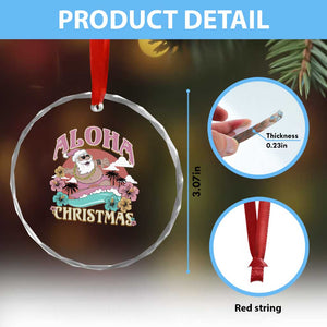Hawaii Crystal Glass Ornament Surfing Santa With Tattoos Aloha Christmas TS10 Print Your Wear