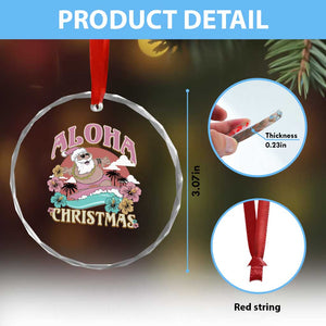 Hawaii Crystal Glass Ornament Surfing Santa With Tattoos Aloha Christmas TS10 Print Your Wear