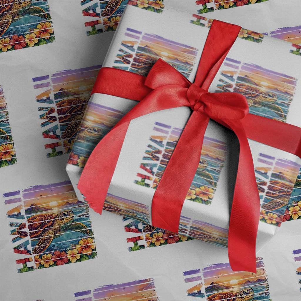 Hawaii Sea Turtle Wrapping Paper Roll Tropical Sunset Island Vacation Gift TS12 White Print Your Wear