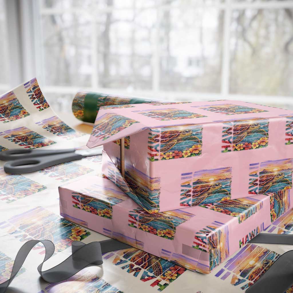 Hawaii Sea Turtle Wrapping Paper Roll Tropical Sunset Island Vacation Gift