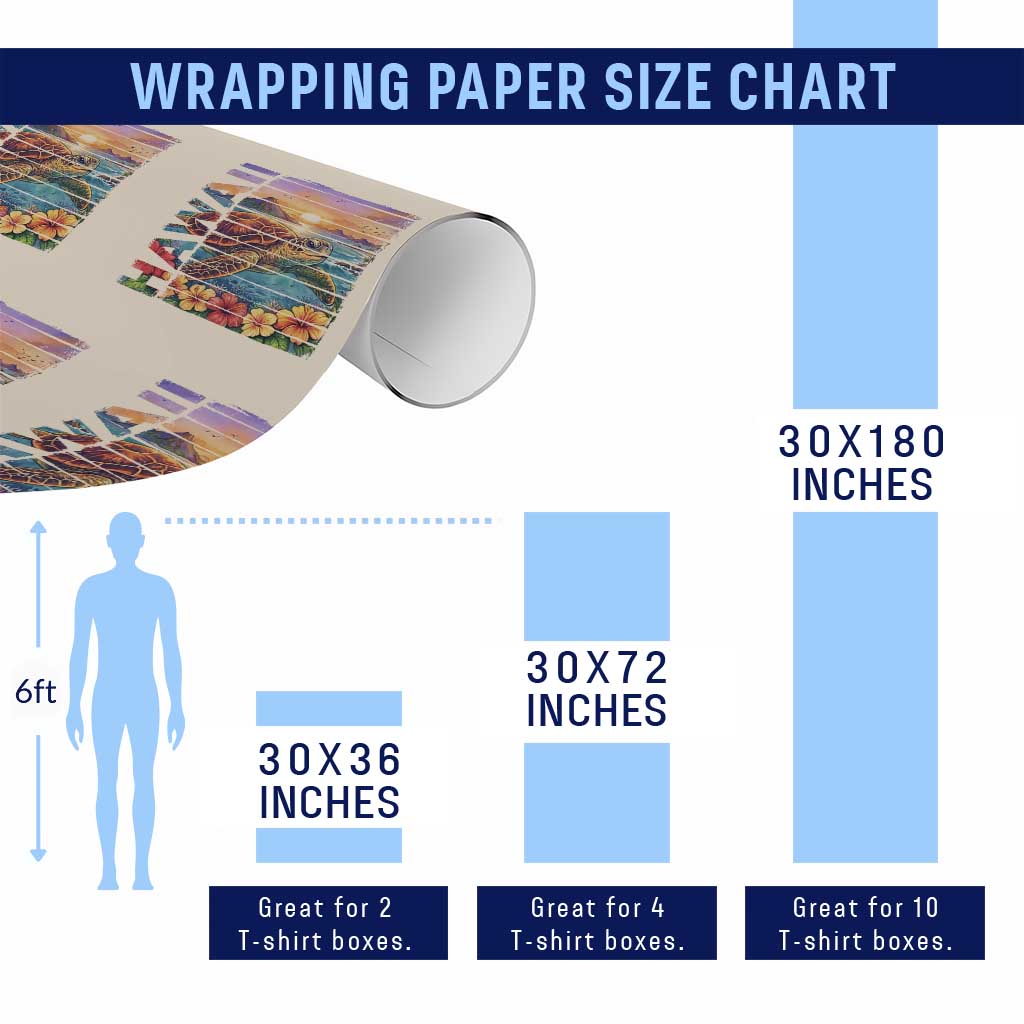 Hawaii Sea Turtle Wrapping Paper Roll Tropical Sunset Island Vacation Gift