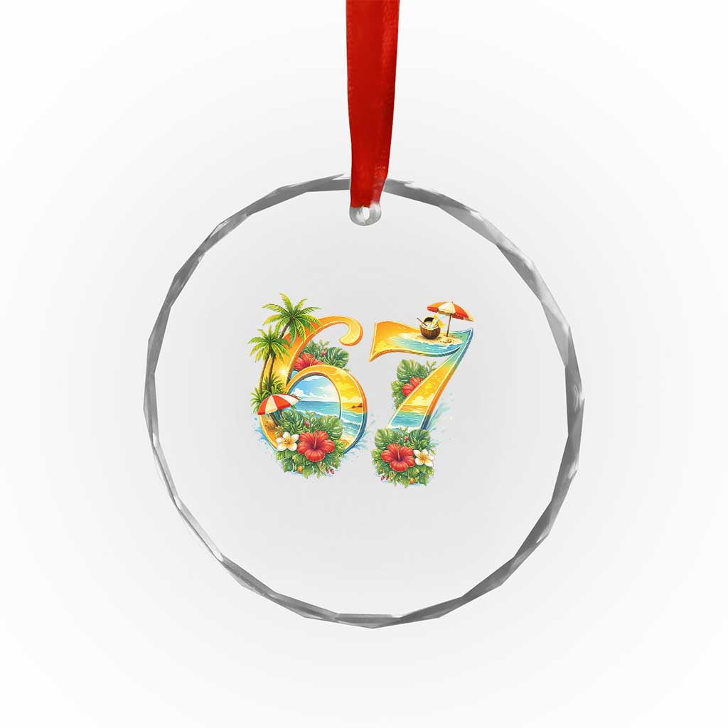 Hawaii Six Seven Crystal Glass Ornament Tropical Hibiscus Vacation Graphic TS12 Print Your Wear