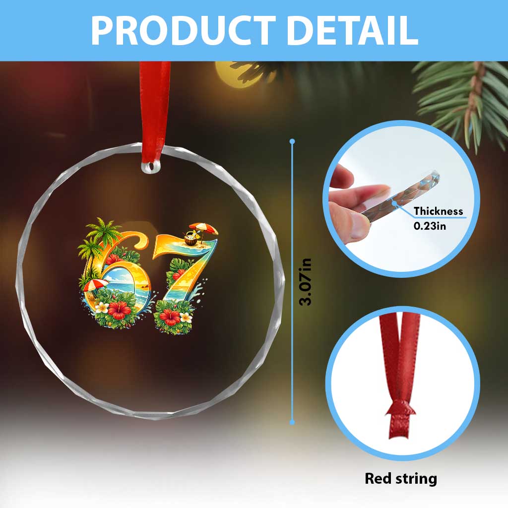 Hawaii Six Seven Crystal Glass Ornament Tropical Hibiscus Vacation Graphic TS12 Print Your Wear