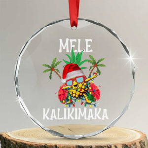 Hawaii Xmas Crystal Glass Ornament Mele Kalikimaka Hawaiian Pineapple Xmas Lights Santa Hat TS10 Transparent Glass 3'' Circle Print Your Wear