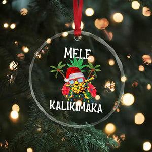 Hawaii Xmas Crystal Glass Ornament Mele Kalikimaka Hawaiian Pineapple Xmas Lights Santa Hat TS10 Print Your Wear