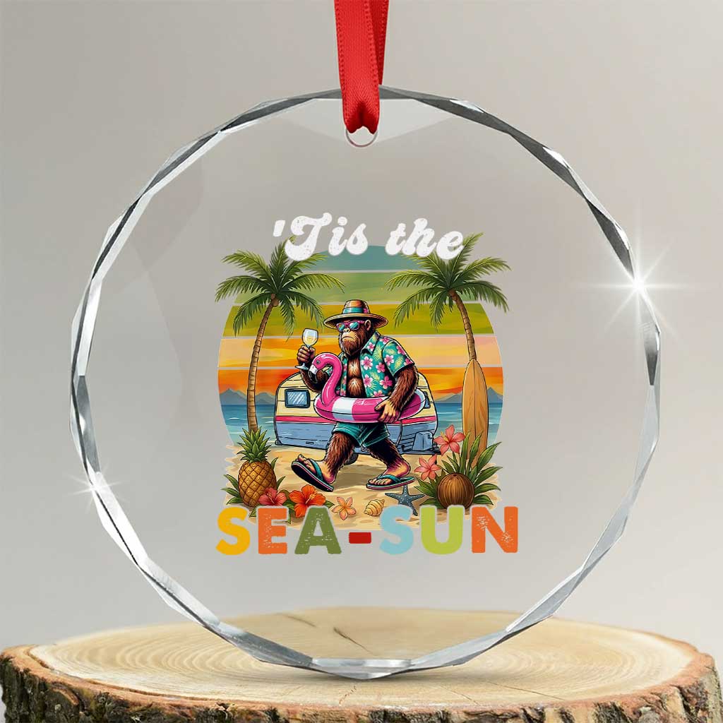 Hawaiian Bigfoot Christmas In July Crystal Glass Ornament Tis The Sea-Sun TS14 Transparent Glass 3'' Circle Print Your Wear