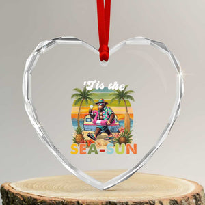 Hawaiian Bigfoot Christmas In July Heart Crystal Glass Ornament Tis The Sea-Sun